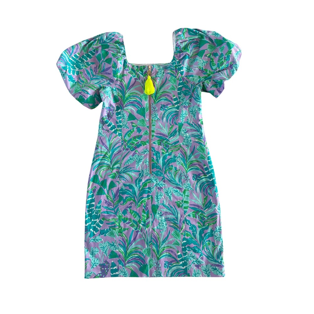 Lilly Pulitzer Lettie Mini Dress Puff Sleeve On the Chase Purple Iris 8 NWT $198 - Picture 12 of 15